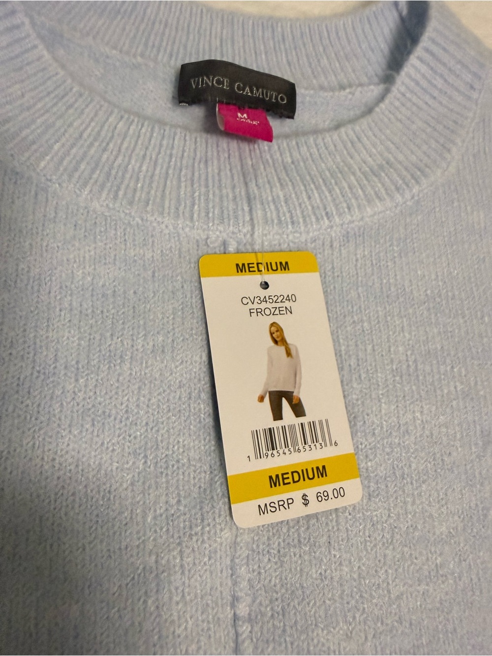 Vince Camuto Light Blue Crewneck Sweater Medium NWT MSRP 69 - Picture 2 of 7